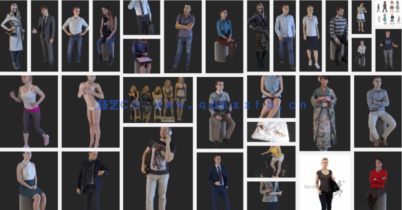 39套欧美休闲城市男女儿童免费人物模型合集下载(图1)