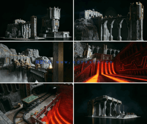 17G大小C4D中世纪铁匠城堡科幻游戏建筑模型合集(图4)