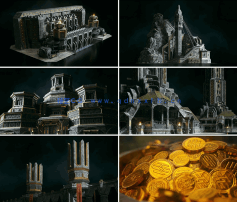 17G大小C4D中世纪铁匠城堡科幻游戏建筑模型合集(图5)