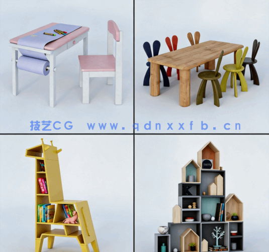 [家具模型] 44组儿童玩具家具装饰相关3D模型合集 Evermotion Archmodels第244季(图4)