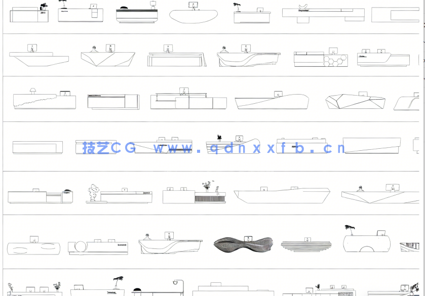 2026年最新迎宾台CAD图库CAD前台CAD接待台CAD服务台CAD发言台(图3)
