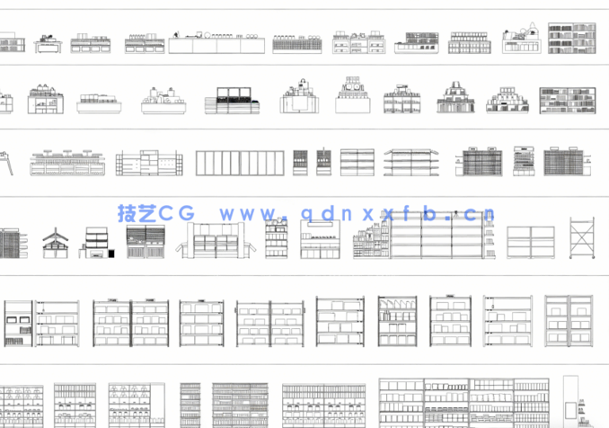  2026年最新陈列架CAD图库CAD货架CAD展示柜CAD展架CAD书架(图3)