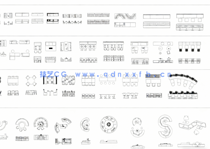 2026年最新餐饮卡座坐椅组合CAD图库CAD餐桌CAD软包卡座CAD沙发座(图4)