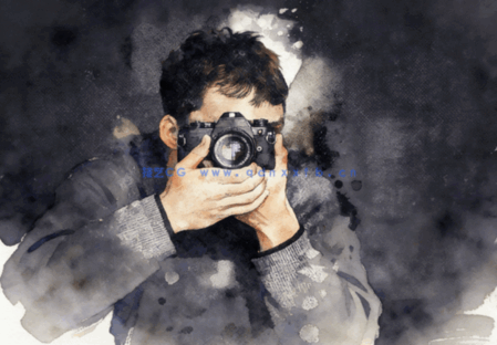 半色调水彩画纹理效果人像PSD模板(图4)