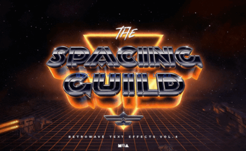 80年代复古科幻特效3D文字样式PSD模板(图1)