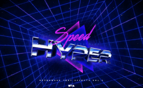 80年代复古科幻特效3D文字样式PSD模板(图2)