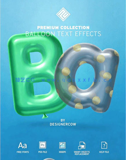 字母数字可爱气球效果文字样式PSD模板合集(图1)
