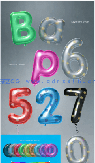 字母数字可爱气球效果文字样式PSD模板合集(图4)
