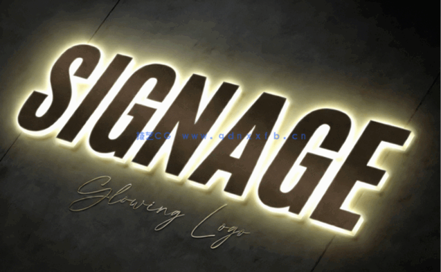 墙体背景发光描边文字PSD模板合集(图4)