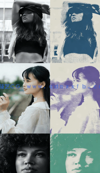 老照片风格纹理半色调PSD模板合集(图4)