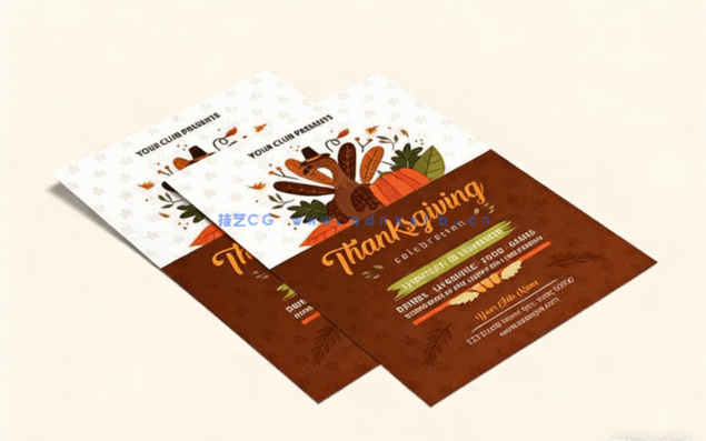 感恩节贺卡邀请函PSD模板合集(图2)
