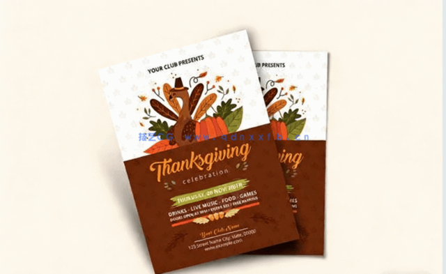 感恩节贺卡邀请函PSD模板合集(图3)
