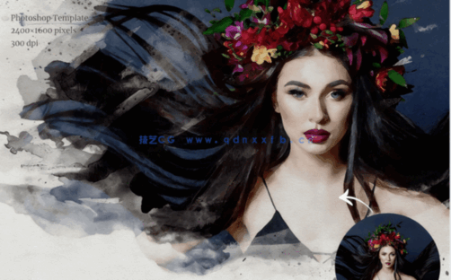 真实效果水彩画照片PSD模板合集(图2)