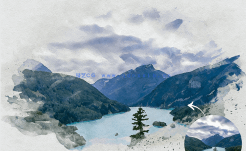 真实效果水彩画照片PSD模板合集(图4)