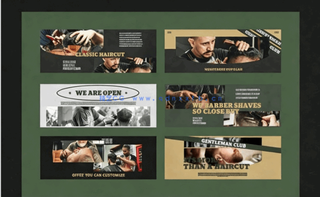 理发店理发过程广告宣传PSD模板合集(图4)