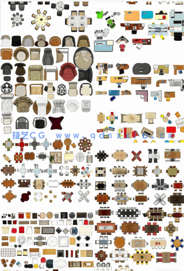 PS室内设计彩色平面图家装工装家具平面图块室内彩平图PSD素材(图1)
