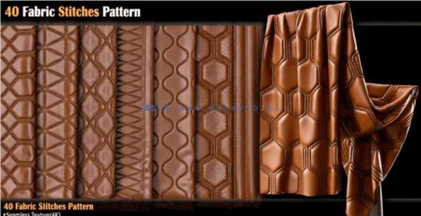  Artstation 40组Substance皮革织物针法图案材质预设(图1)