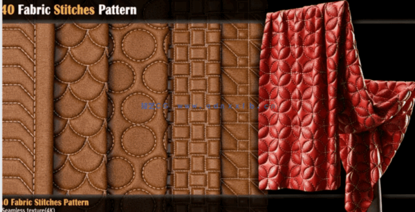  Artstation 40组Substance皮革织物针法图案材质预设(图4)