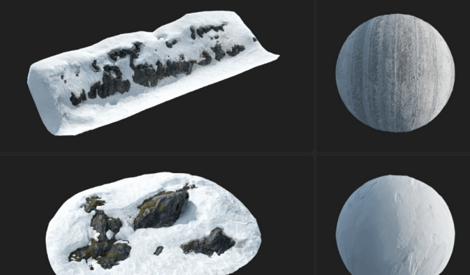 [建筑景观] Megascans北极冰雪自然雪地相关3D模型与材质合集(图6)