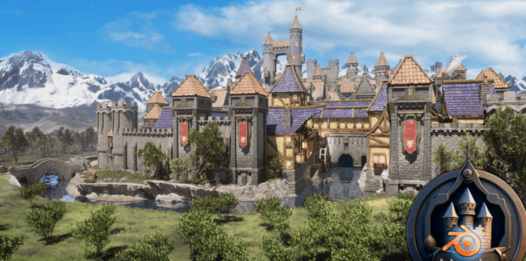 [建筑景观] 240组模块化Blender大型城堡城镇游戏环节场景3D模型(图1)