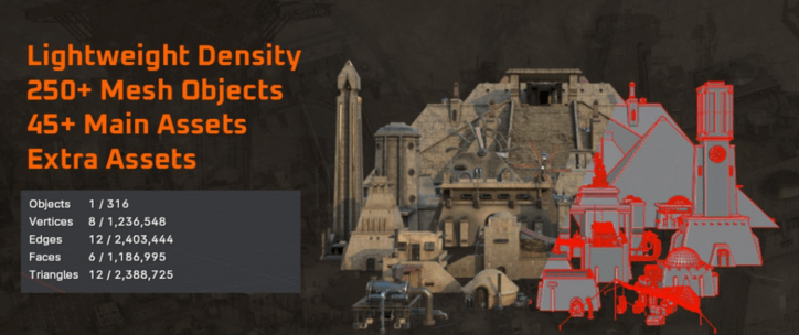 [建筑景观] 沙漠帝国科幻奇幻建筑景观环境场景3D模型(图2)