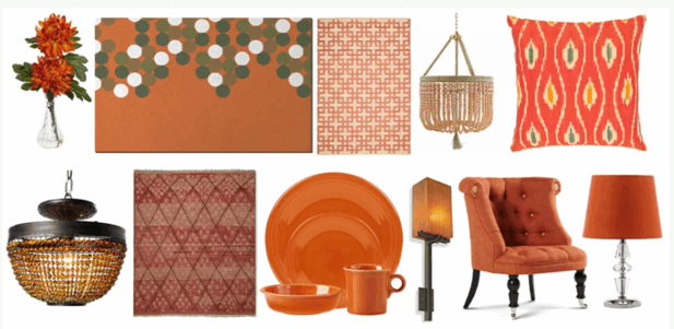橙色系列家具灯饰布艺饰品等软装素材(图1)