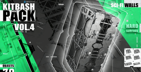 [家具模型] 70组科幻机械墙壁硬表面3D模型合集(图1)