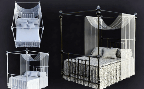 [家具模型] 复古豪华天蓬床3D模型合集(图2)