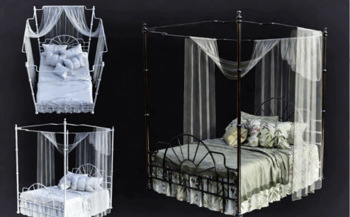 [家具模型] 复古豪华天蓬床3D模型合集(图4)