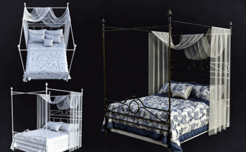 [家具模型] 复古豪华天蓬床3D模型合集(图5)