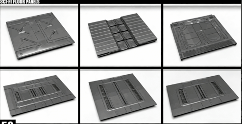 [家具模型] 50组高质量科幻金属质感地板地面3D模型合集(图6)