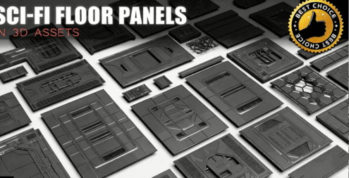 [家具模型] 50组高质量科幻金属质感地板地面3D模型合集(图1)