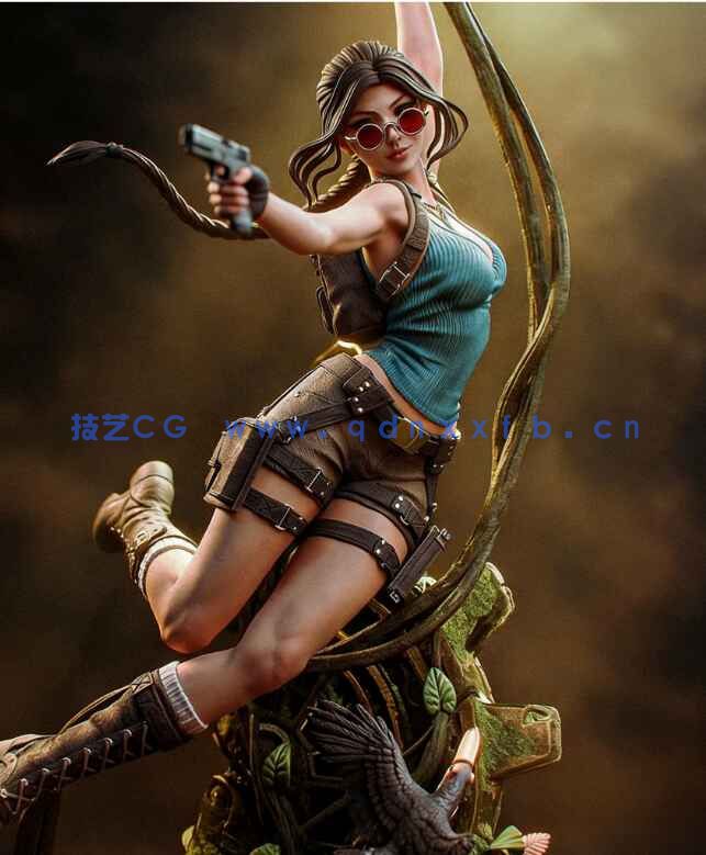 [3D打印人物] 劳拉·克劳馥Lara Croft飞跃姿势《古墓丽影》游戏角色雕刻手办3D打印模型(图7)