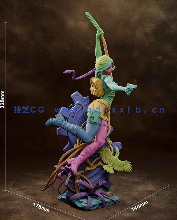 [3D打印人物] 劳拉·克劳馥Lara Croft飞跃姿势《古墓丽影》游戏角色雕刻手办3D打印模型(图9)