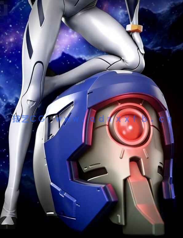 [3D打印人物] 绫波丽Rei Ayanami半跪《新世纪福音战士》动漫角色雕刻手办3D打印模型(图3)