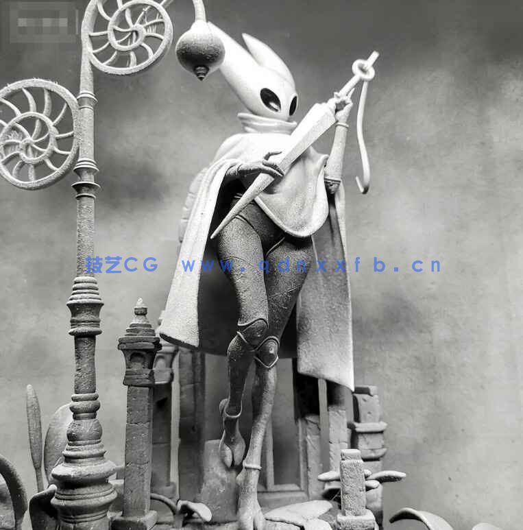 [3D打印人物] 黄蜂女Hornet持剑《空洞骑士》游戏角色雕刻手办3D打印模型(图5)