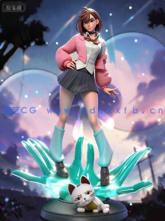 [3D打印人物] 绫濑桃Momo Ayase掐腰站姿《当哒当》动漫角色雕刻手办3D打印模型(图2)