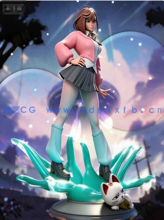 [3D打印人物] 绫濑桃Momo Ayase掐腰站姿《当哒当》动漫角色雕刻手办3D打印模型(图4)