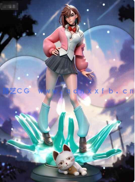 [3D打印人物] 绫濑桃Momo Ayase掐腰站姿《当哒当》动漫角色雕刻手办3D打印模型(图7)