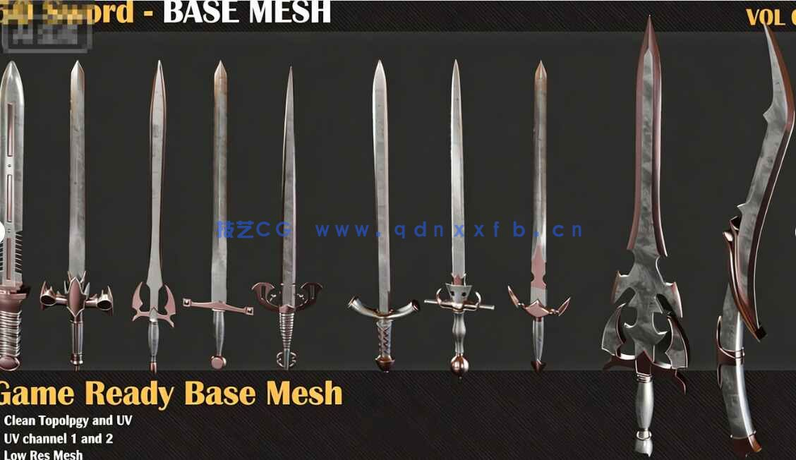 [武器道具] 50组炫酷刀剑游戏武器3D模型合集(图3)