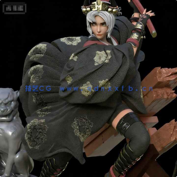 [独立角色] 日本武士少女角色雕塑3D打印模型(图7)