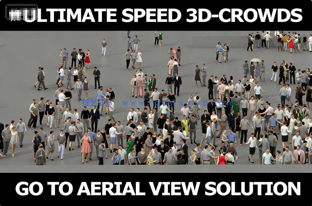 [独立角色] 1000组逼真各类姿势造型场景预制人群3D模型合集(图1)