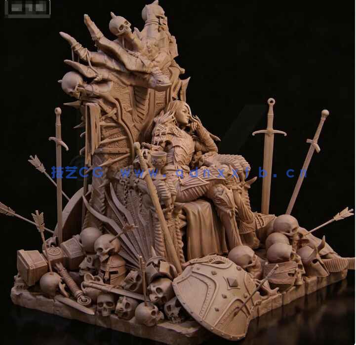 [独立角色] Aleehra龙骑士王座人物角色雕刻手办3D打印模型(图4)