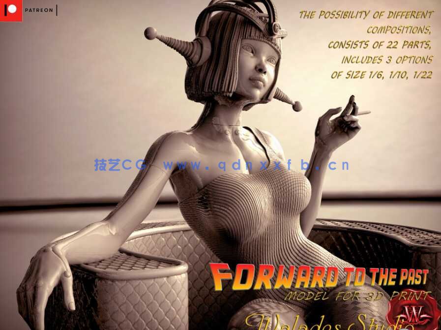 [独立角色] 赛博朋克女机器人角色雕塑3D打印模型(图1)