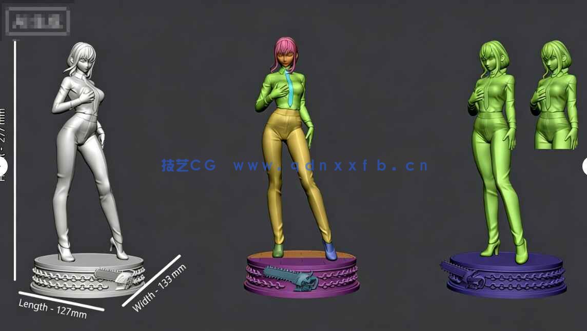 [独立角色] 玛奇玛紧身裤站姿《链锯人》动漫角色雕塑3D打印模型(图3)
