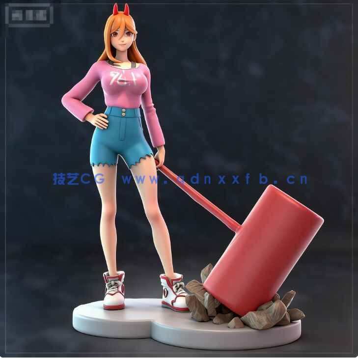 [独立角色] 帕瓦大锤造型《电锯人》动漫角色雕塑3D打印模型(图1)