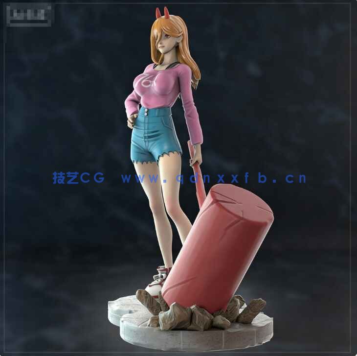 [独立角色] 帕瓦大锤造型《电锯人》动漫角色雕塑3D打印模型(图2)