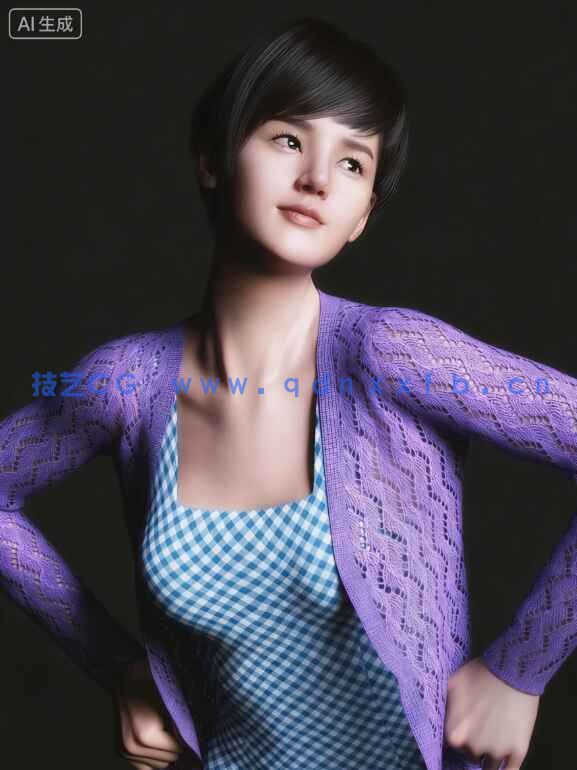 亚洲短发女孩高清角色3D模型合集