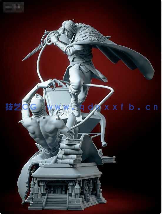 [独立角色] 贝尔蒙特战斗姿势恶魔城游戏角色雕塑3D打印模型(图4)