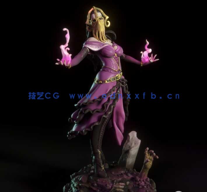 [独立角色] 万智牌游戏角色莉莲娜维斯雕塑3D打印模型(图2)